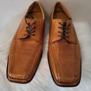Mauro Bassini Men's Tan Leather Dress Shoes, Size 11